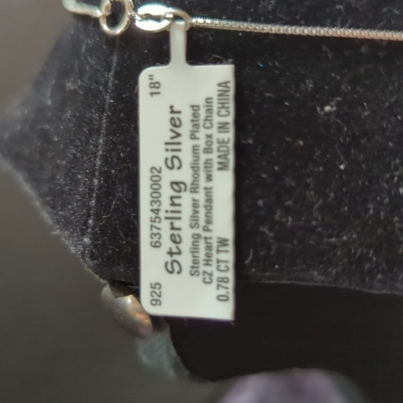 Unbranded Sterling Silver Rhodium Plated CZ Heart Pendant 18" Box Chain - NEW - Picture 4 of 6